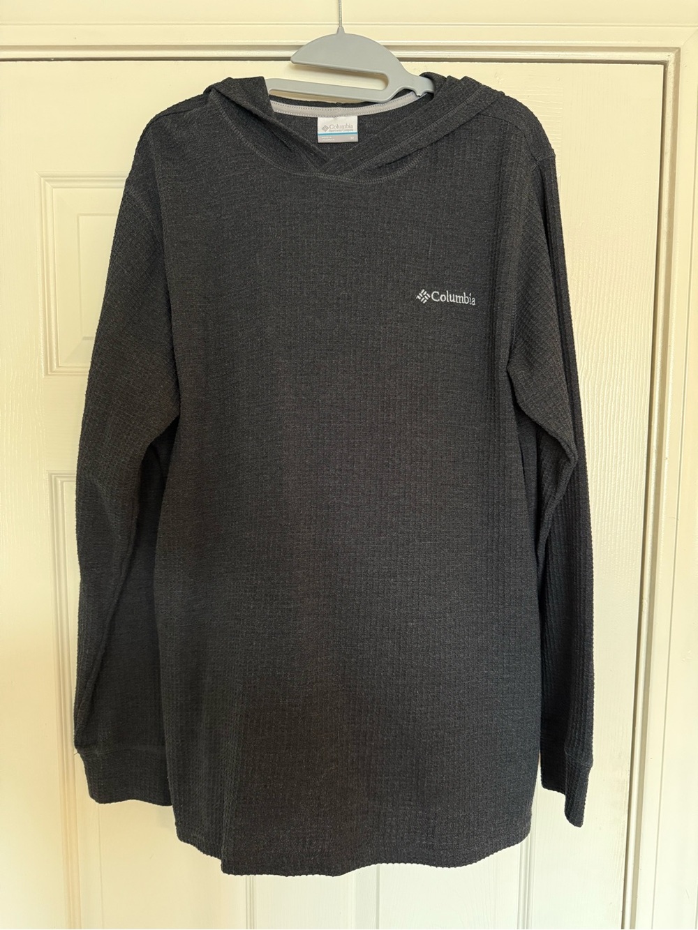 Columbia Dark Gray Waffle-Knit Hooded Long-Sleeve Shirt